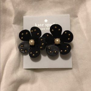 Kate spade blue leather flower earrings
